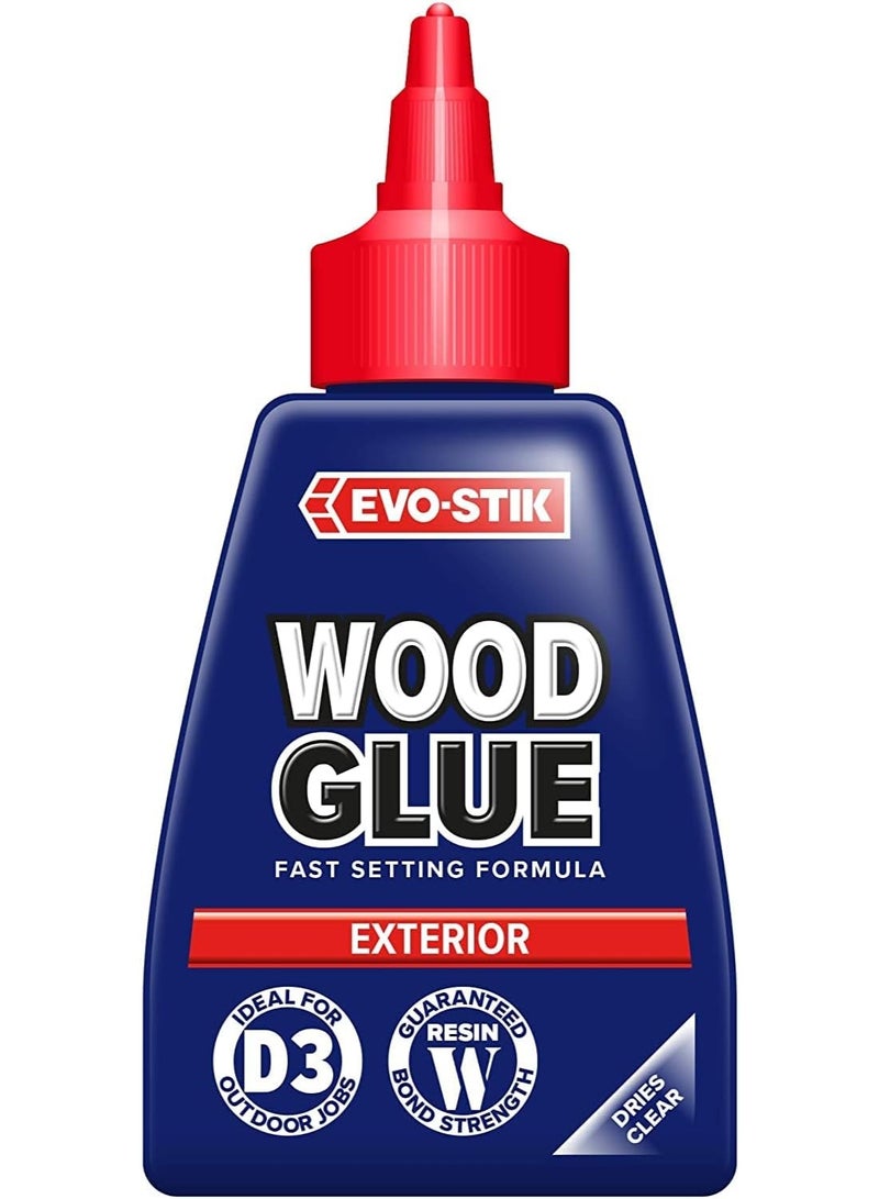EVO-STIK Exterior Wood Glue D3 Weatherproof Extra Strong Fast Setting Dries Clear 125 ML - Image 1
